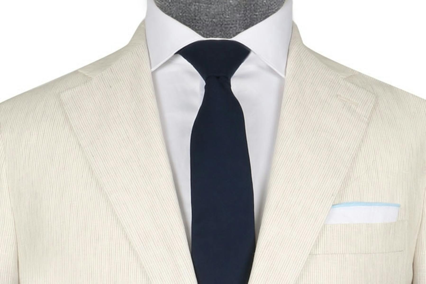 Cream Linen Blend Casual Jacket Men's Custom Jacket InStitchu