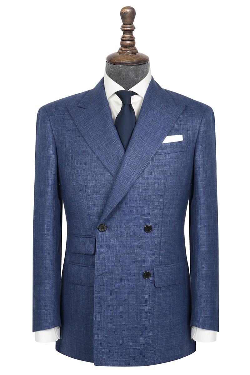 InStitchu Collection Eton Nailhead Blue Wool Jacket