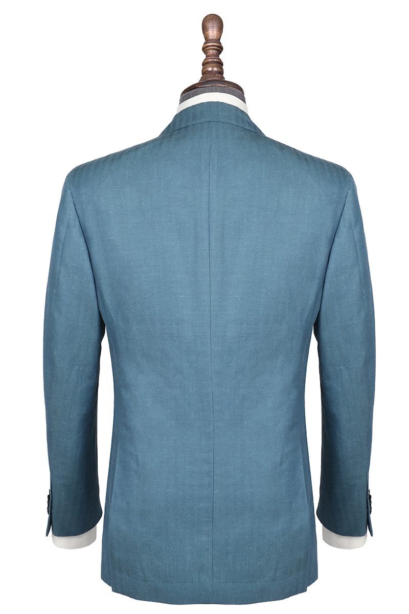 Green Herringbone Linen and Cotton Blend Jacket | Men's Custom