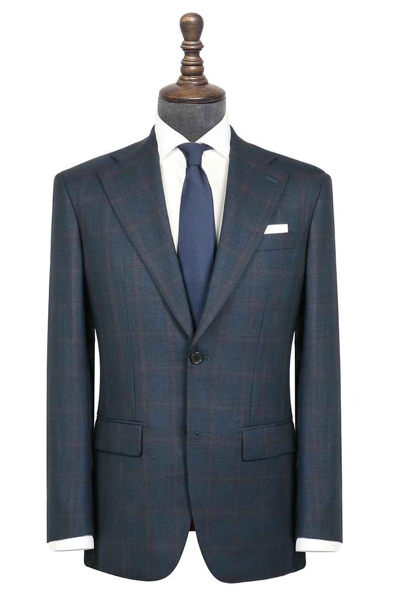 InStitchu Collection Herbert Blue Glen Plaid Wool Jacket