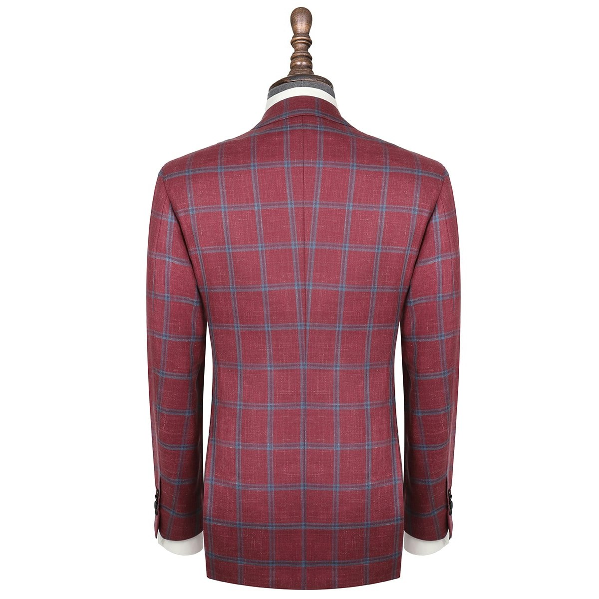 InStitchu Collection McEvoy Maroon and Blue Prince Of Wales Wool Blend Jacket