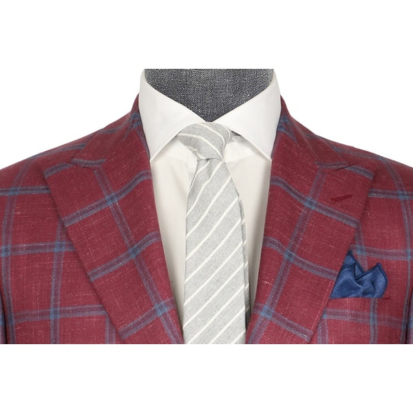 InStitchu Collection McEvoy Maroon and Blue Prince Of Wales Wool Blend Jacket