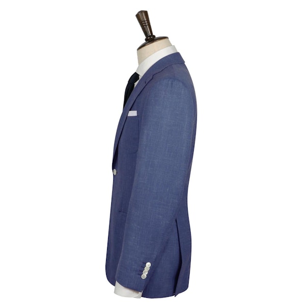 InStitchu Collection Navy and White Slub Wool Linen Blend Jacket