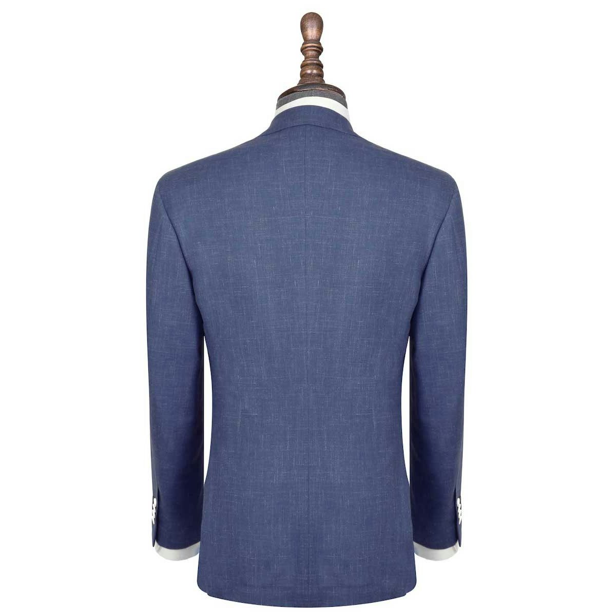 InStitchu Collection Navy and White Slub Wool Linen Blend Jacket