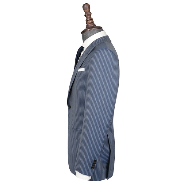 InStitchu Collection The Aberdeen Blue Grey Pinstripe Wool Jacket