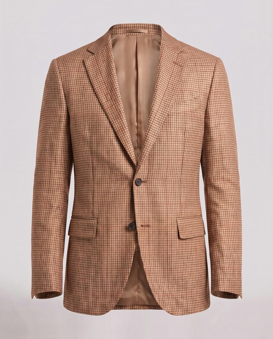 The Albany Tan Check Linen Jacket