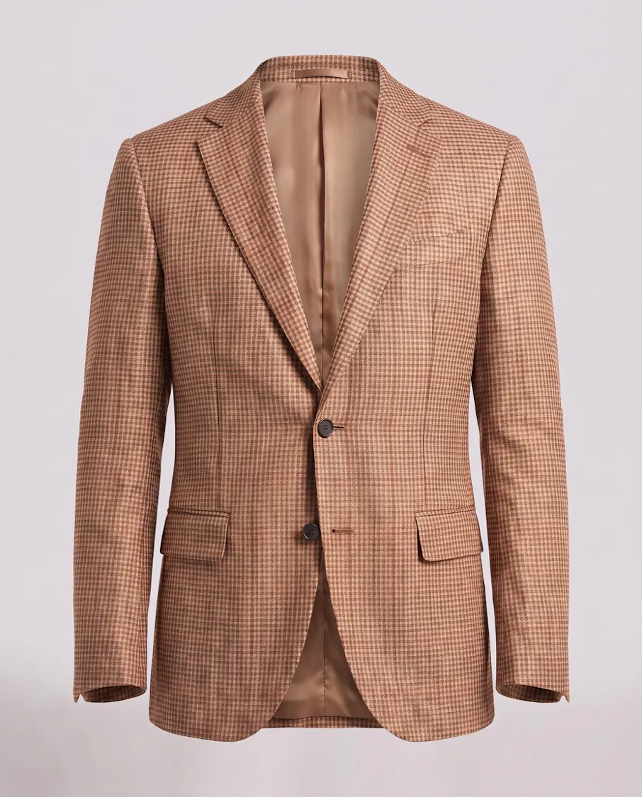 The Albany Tan Check Linen Jacket