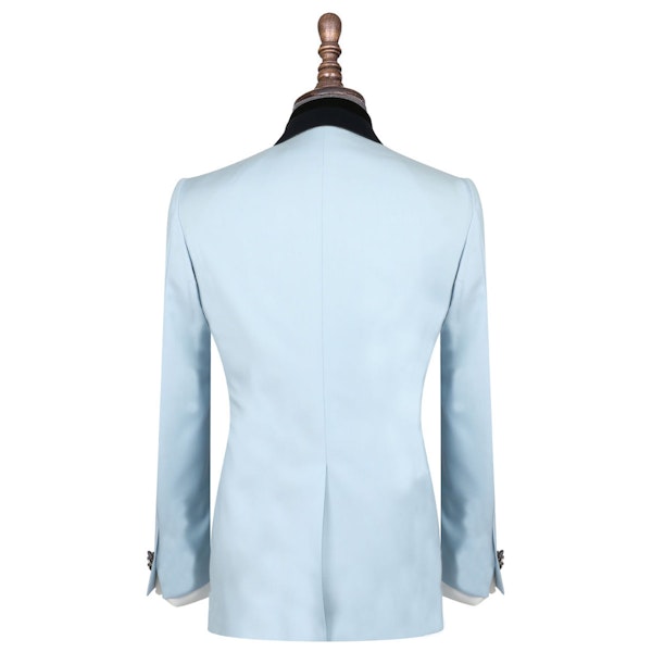InStitchu Collection The Ballotelli Light Blue and Navy Wool Tuxedo Jacket