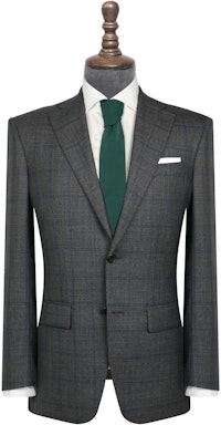 InStitchu Collection The Carnegie Deep Grey and Blue Check Wool Jacket