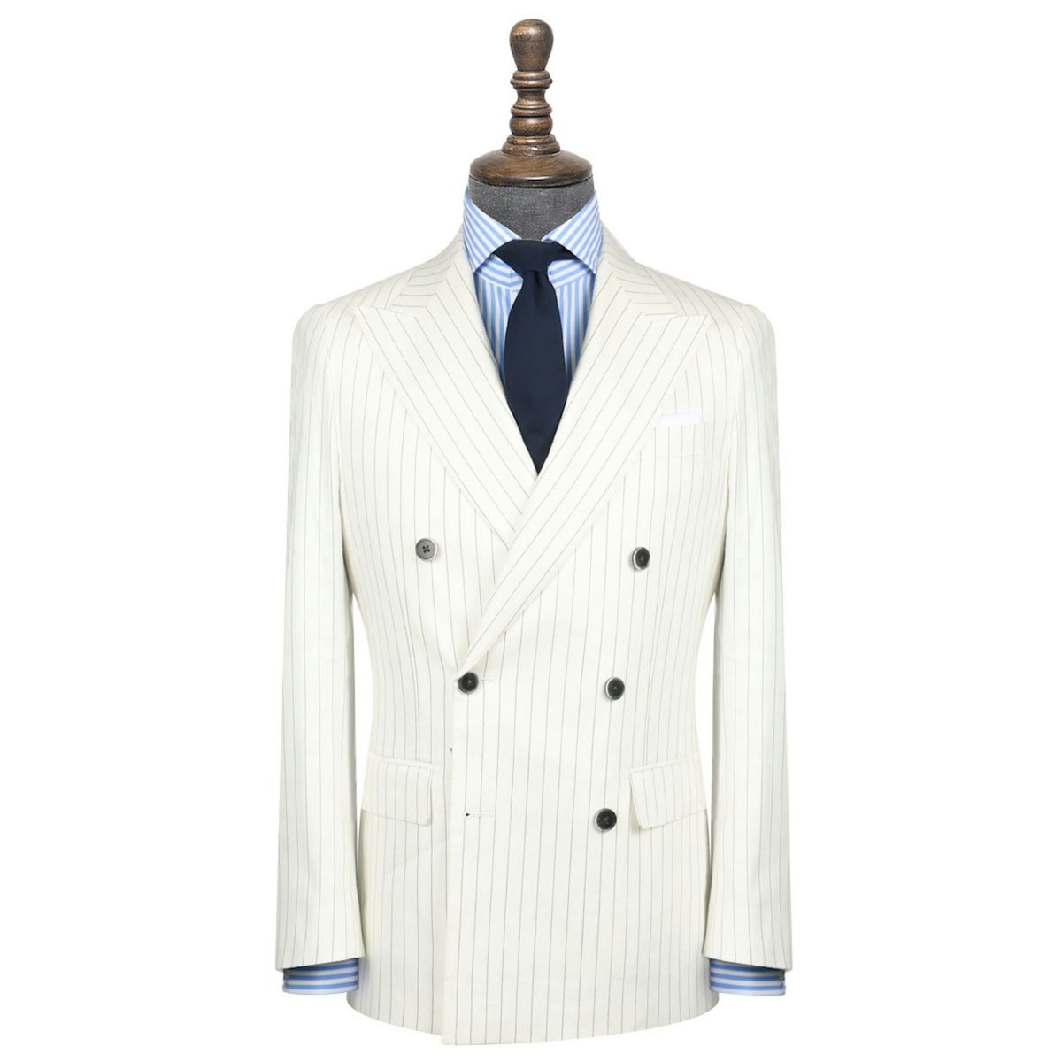 InStitchu Collection The Carraway White With Black Pinstripe Linen Jacket