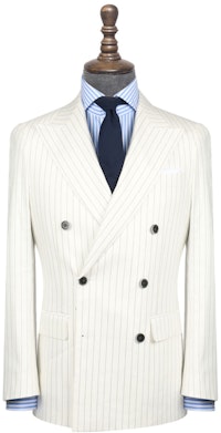 InStitchu Collection The Carraway White With Black Pinstripe Linen Jacket