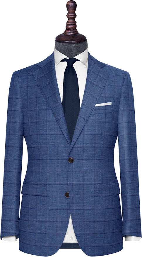 InStitchu Collection The Florence Blue Windowpane Wool Jacket