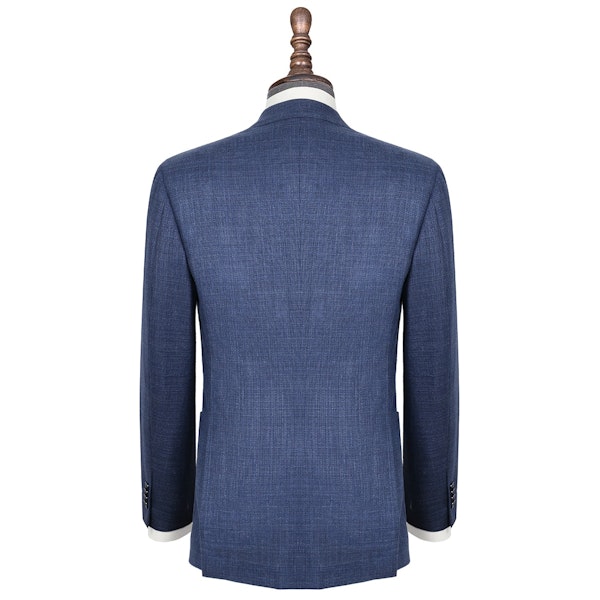 InStitchu Collection The Long Islander Navy Wool Silk Linen Blend Jacket