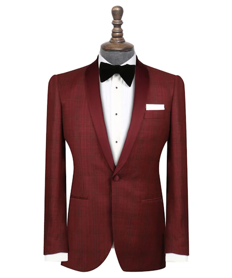 InStitchu Collection The Maldini Maroon Wool-Linen-Silk Tuxedo Jacket