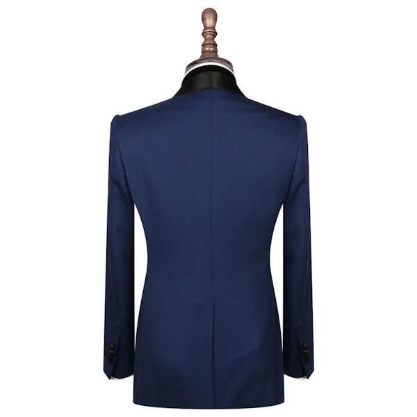 InStitchu Collection The Matteo Midnight Navy Houndstooth Wool Tuxedo Jacket