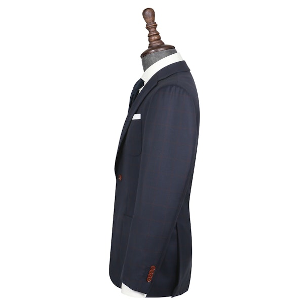 InStitchu Collection The Maurice Navy Blue and Maroon Windowpane Wool Jacket
