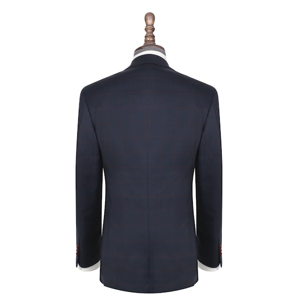 InStitchu Collection The Maurice Navy Blue and Maroon Windowpane Wool Jacket
