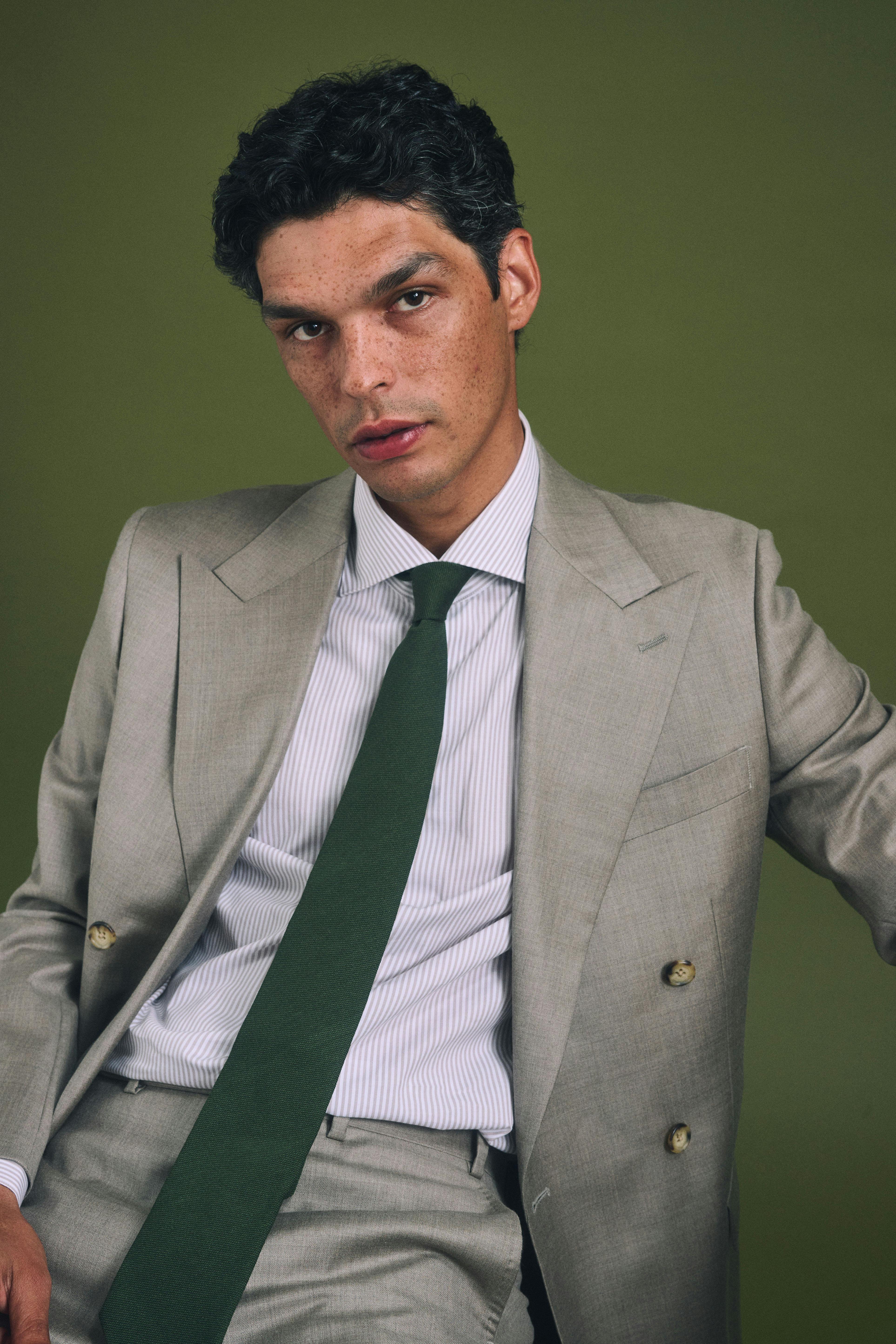 The Monterosa Loro Piana Stone Double-Breasted Wool Jacket