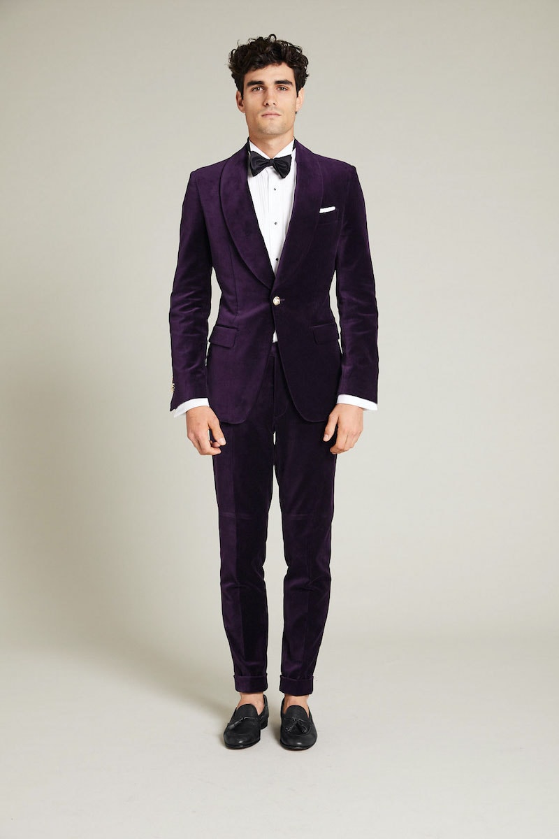 purple velvet mens blazer