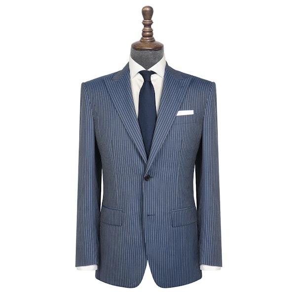 InStitchu Collection The Queens Navy Wool Pinstripe Jacket