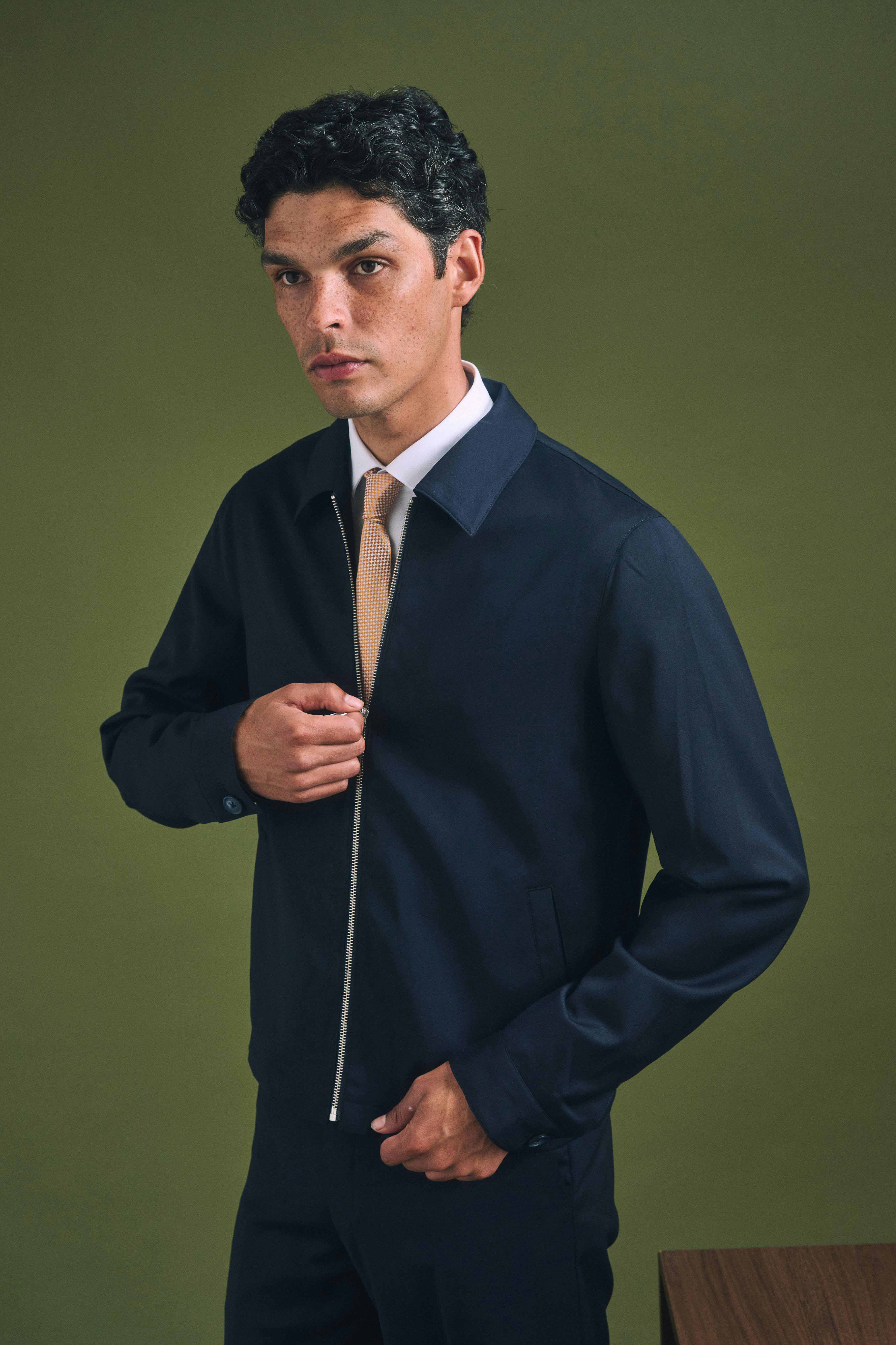 The Roccapietra Loro Piana Navy Wool Zip Jacket