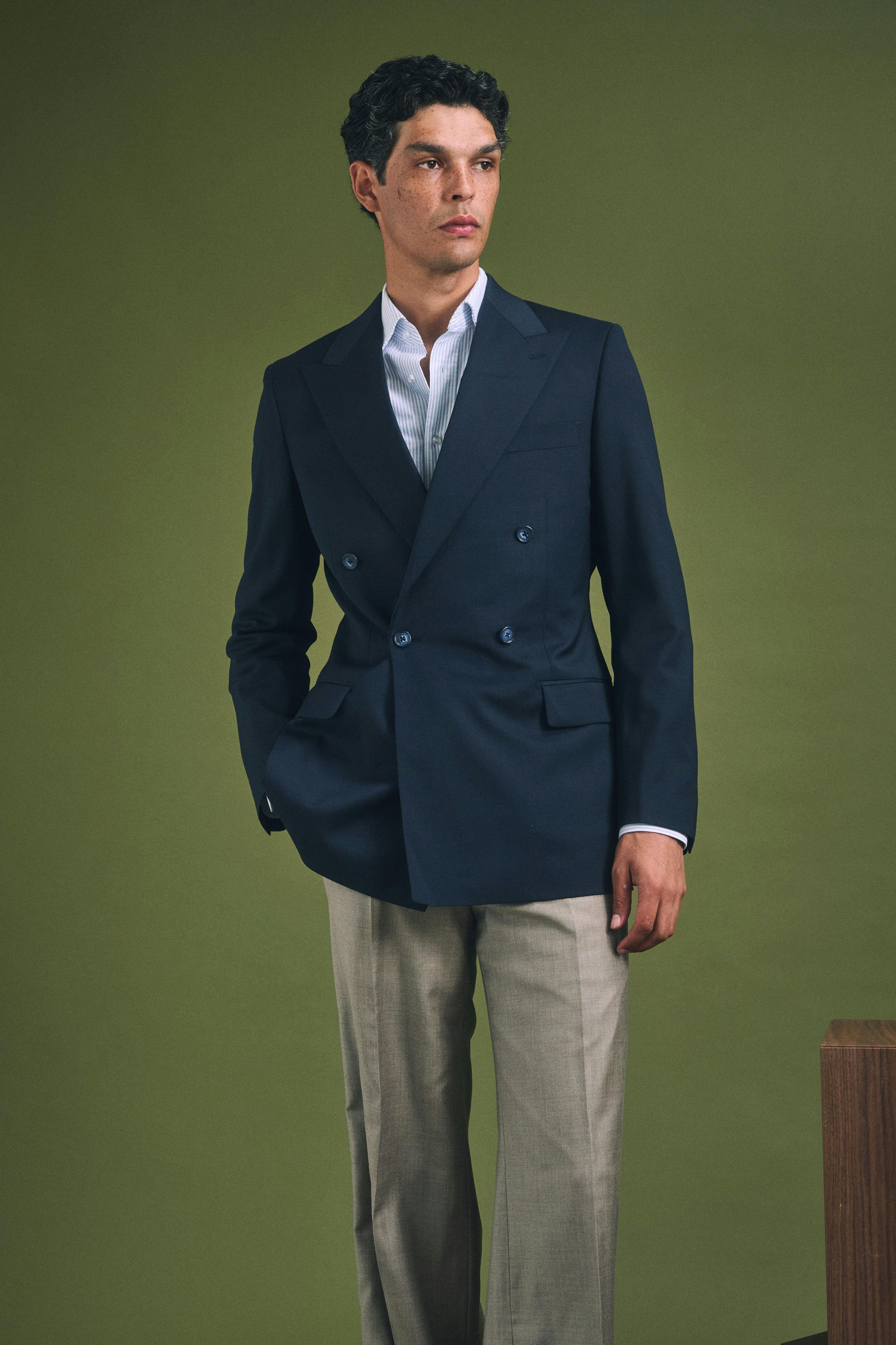 The Sesia Loro Piana Navy Double-Breasted Jacket