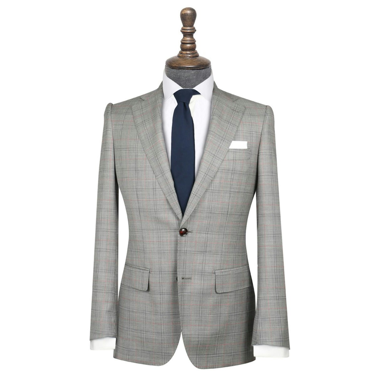 InStitchu Collection The Vanni Grey and Red Windowpane Wool Jacket 