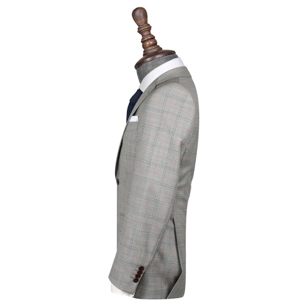 InStitchu Collection The Vanni Grey and Red Windowpane Wool Jacket 