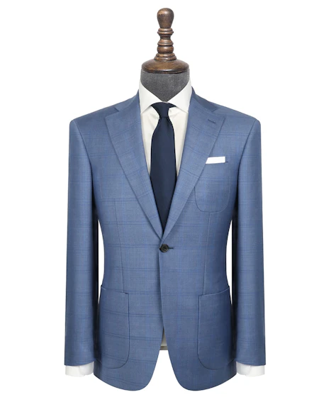 InStitchu Collection The Wall Street Navy Wool Windowpane Jacket