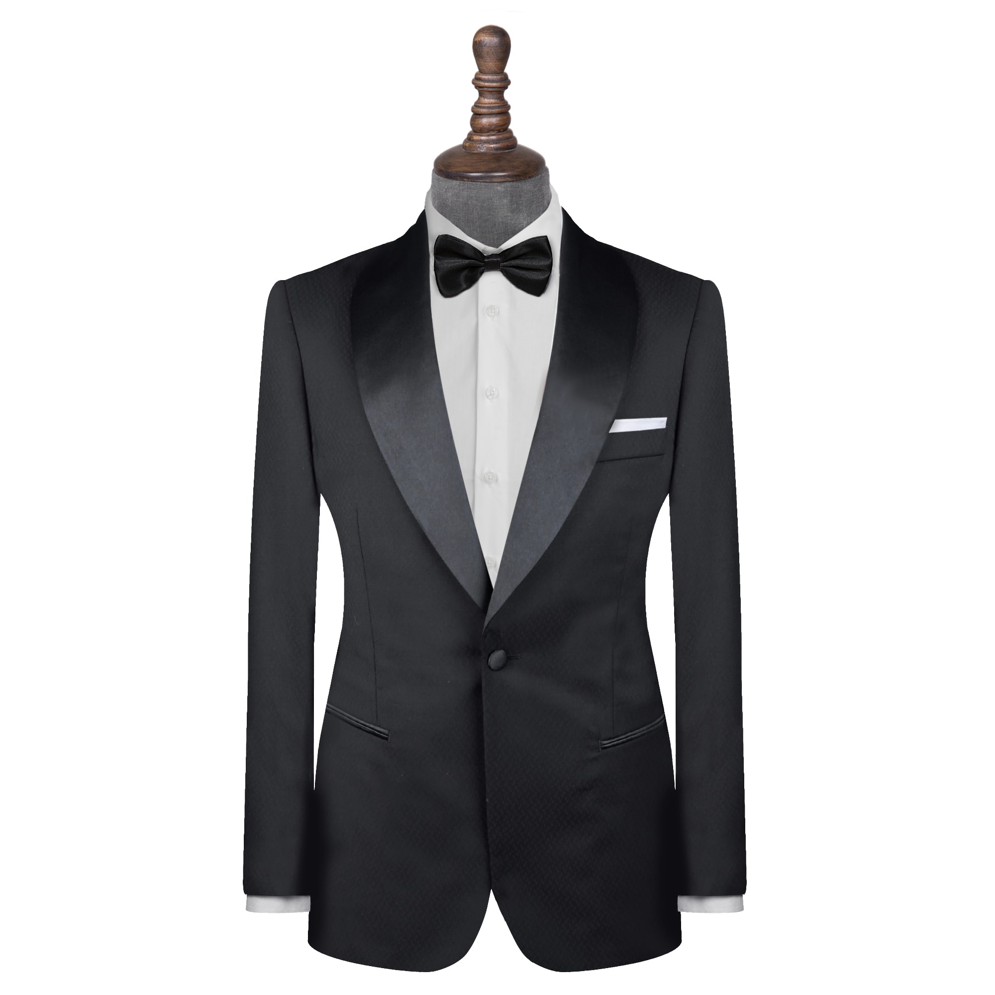 44 L Black 1 button Notch Tuxedo Wool complete Coat Pants Shirt Tie cummerbund ! 