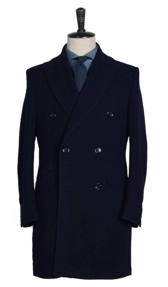 Navy Plain Wool Overcoat | Men's Custom Overcoat | InStitchu