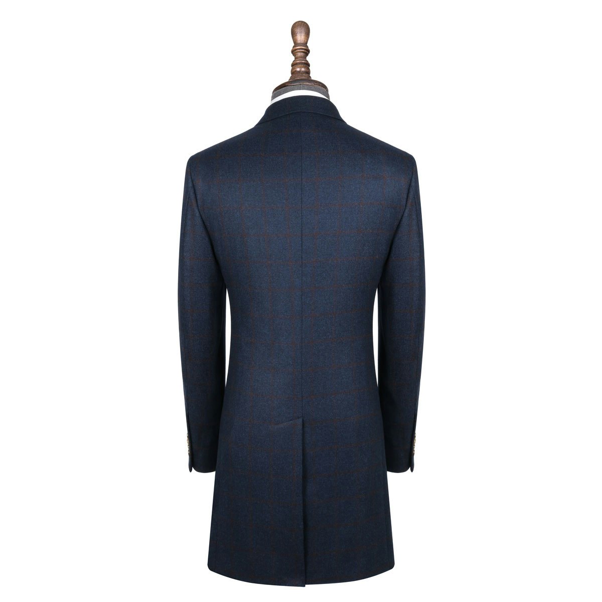 InStitchu Blue with Red Wine Check Overcoat Back