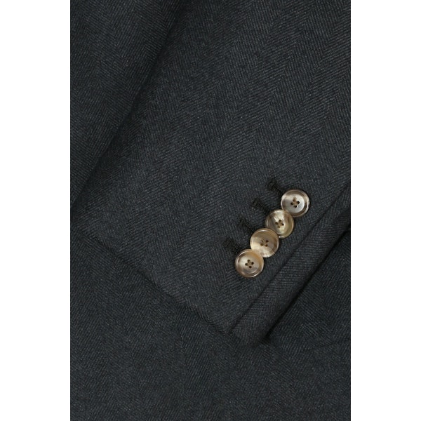 InStitchu Navy Herringbone Overcoat Sleeve Detail