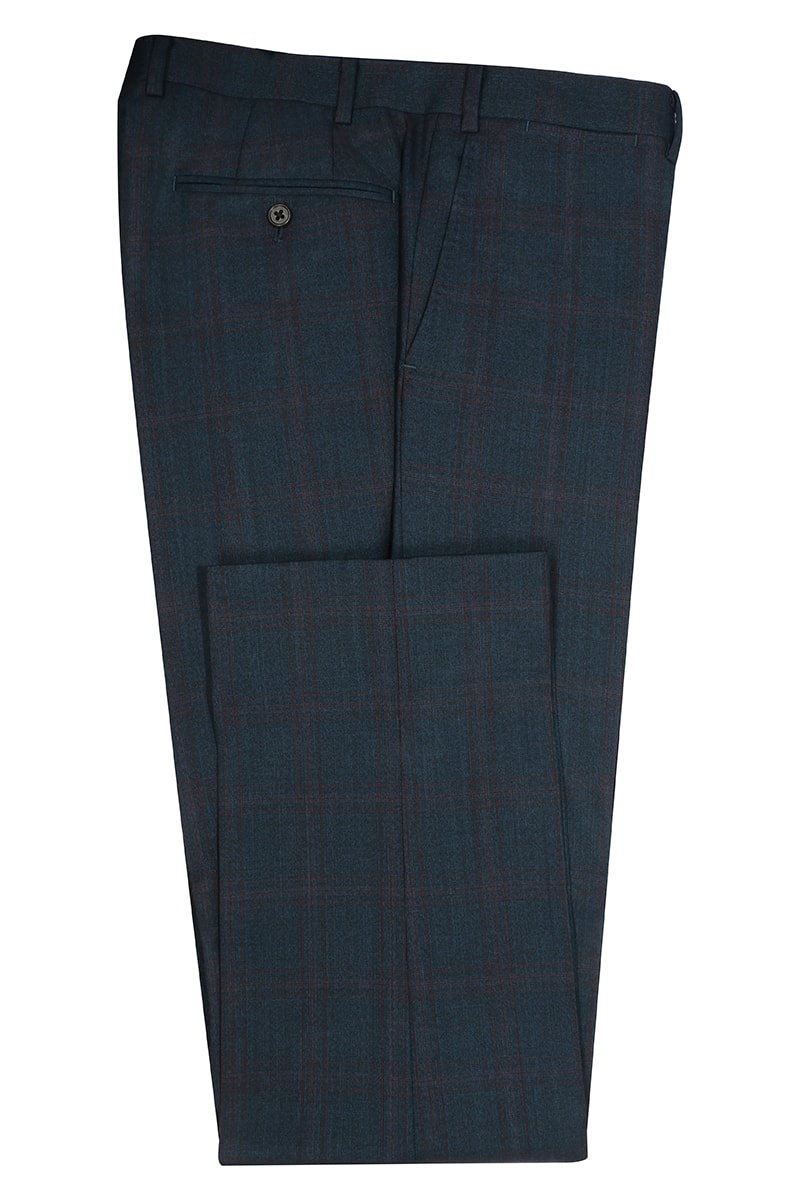 InStitchu Collection Herbert Blue Glen Plaid Wool Pants
