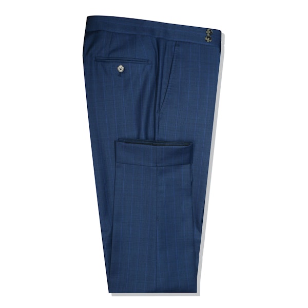 InStitchu Collection Rigside Blue Chalkstripe Wool Pants