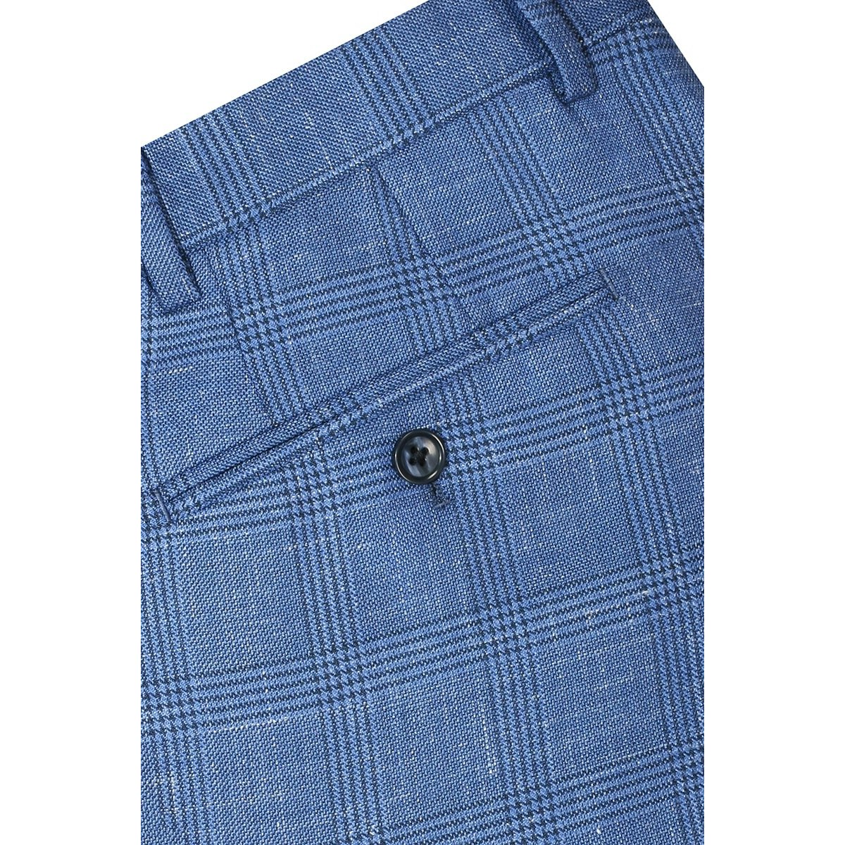 InStitchu Collection The Avington Mid-Blue Prince of Wales Wool Pants