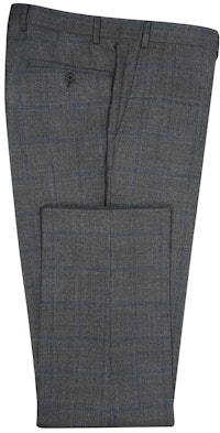 InStitchu Collection The Carnegie Deep Grey and Blue Check Wool Pants
