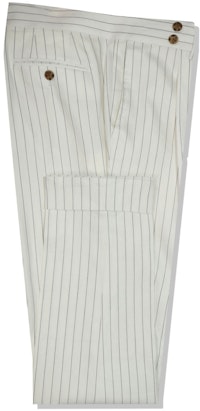 InStitchu Collection The Carraway White With Black Pinstripe Linen Pants