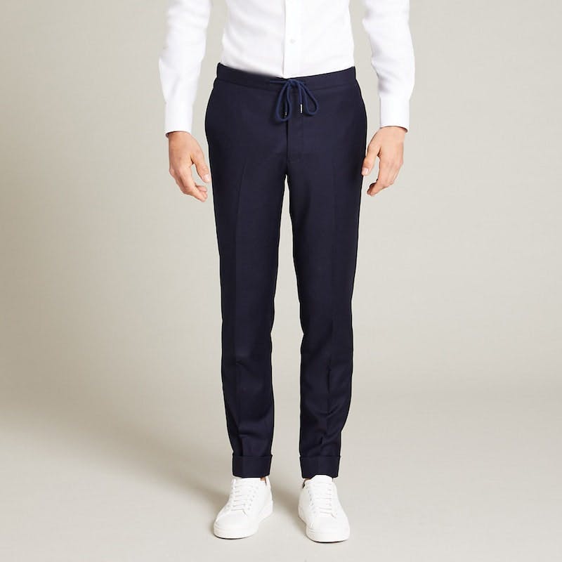 InStitchu Collection The Harrison Navy Flannel Drawstring Pants 