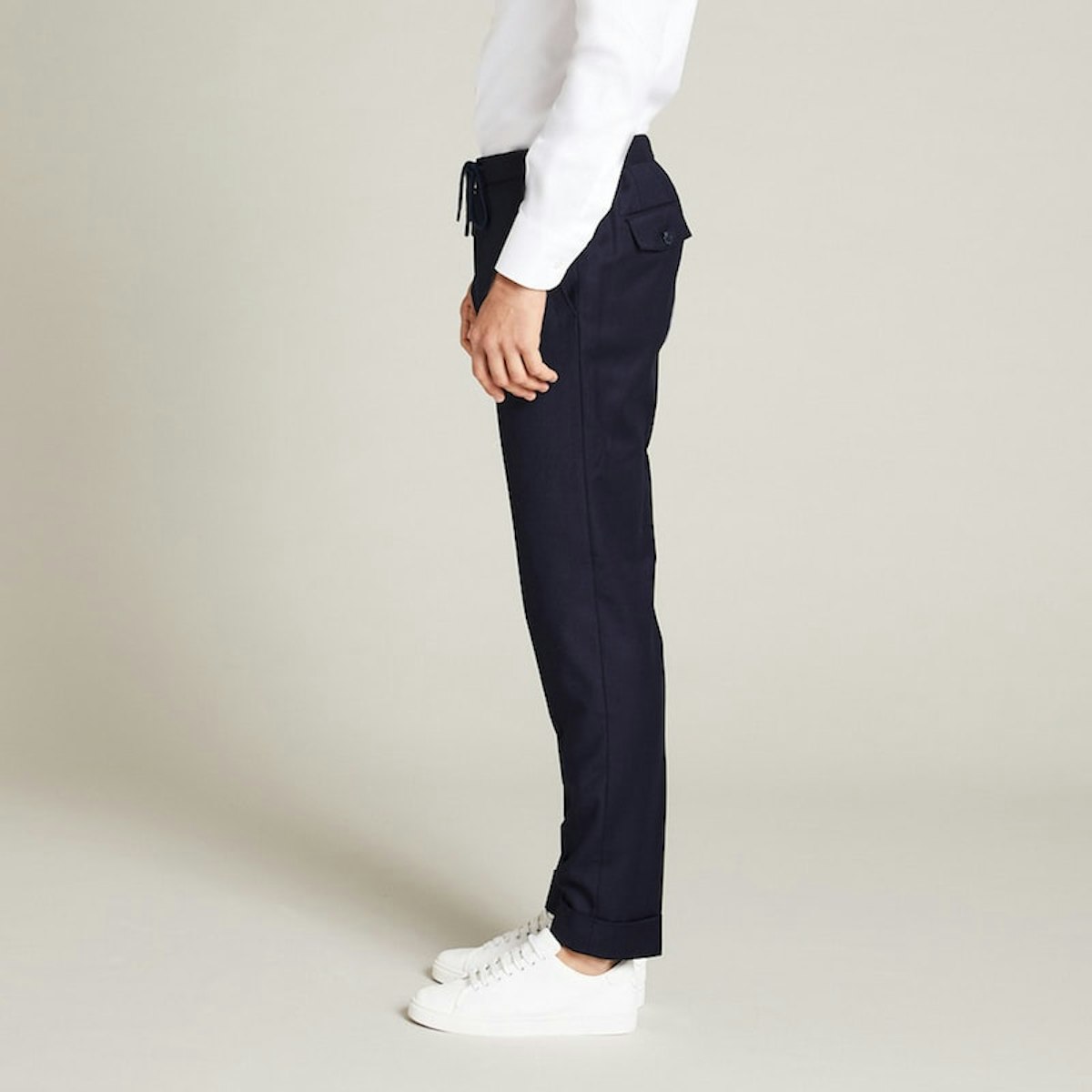 InStitchu Collection The Harrison Navy Flannel Drawstring Pants 