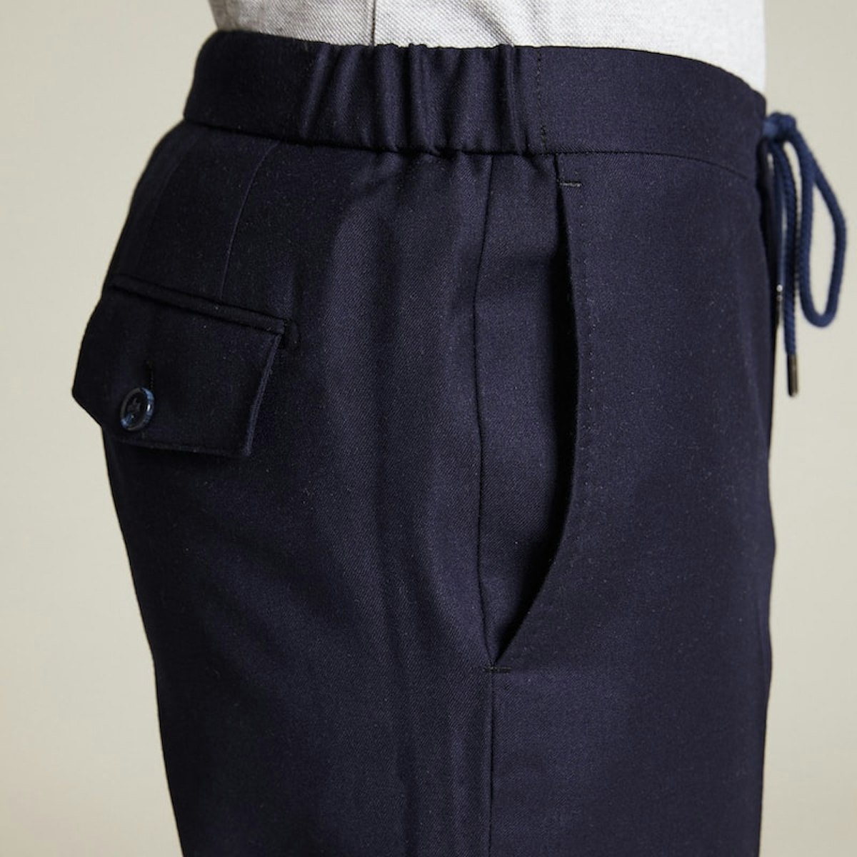InStitchu Collection The Harrison Navy Flannel Drawstring Pants 