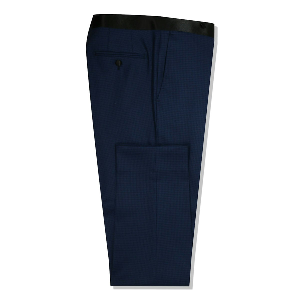 InStitchu Collection The Matteo Midnight Navy Houndstooth Wool Tuxedo Pants