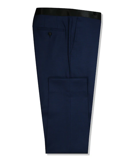 InStitchu Collection The Matteo Midnight Navy Houndstooth Wool Tuxedo Pants