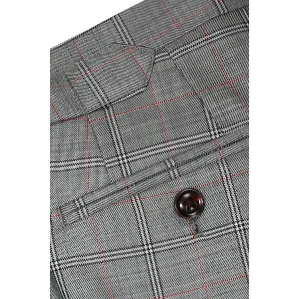 InStitchu Collection The Vanni Grey and Red Windowpane Wool Pants