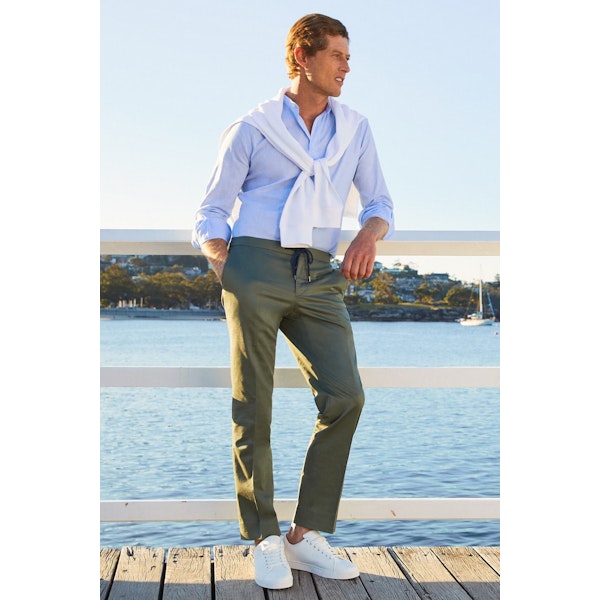 InStitchu Collection The West Olive Green Cotton Stretch Pants