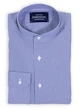 Medium Blue Fine Striped Band Collar Shirt