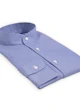 Medium Blue Fine Striped Band Collar Shirt