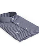 Navy Fine Striped Band-Collar Shirt
