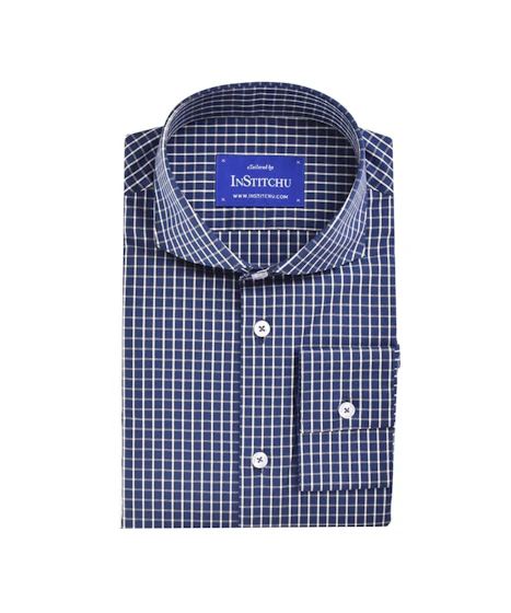 InStitchu Collection Navy Check Easy Iron Collection