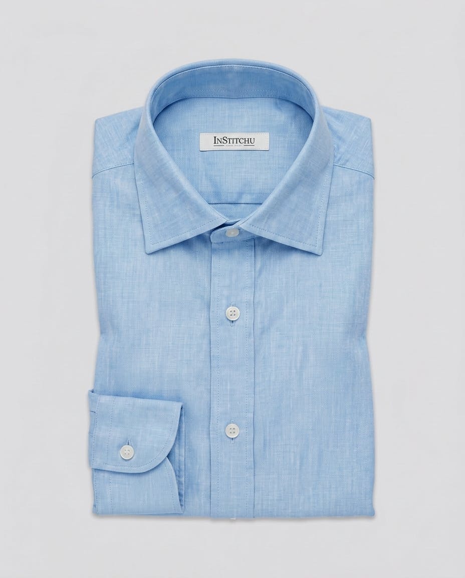 InStitchu Collection Beijing Blue Linen Shirt
